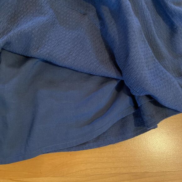 Free People Blue Go Lightly Swing Dress V Neck 3/4 Sleeve Boho-Size Small - Picture 14 of 16